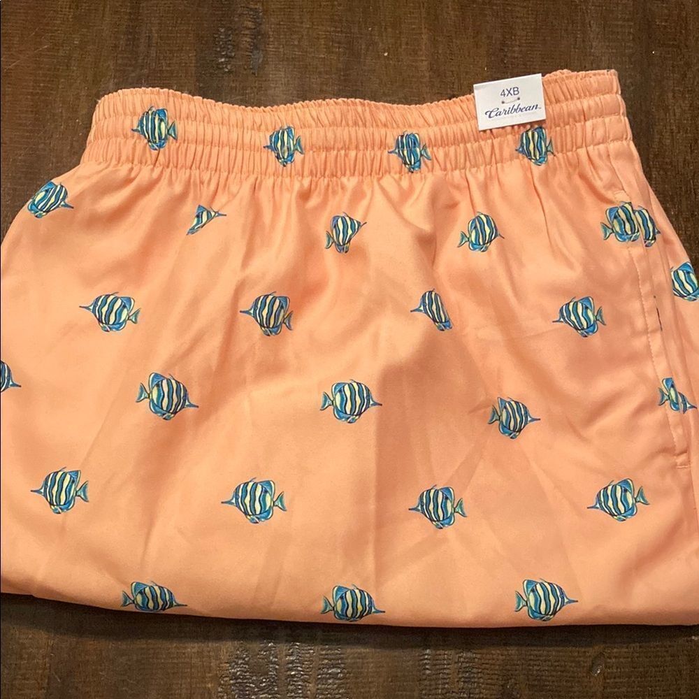 Men’s Caribbean Orange and Blue Swim Shorts 4XB NWT